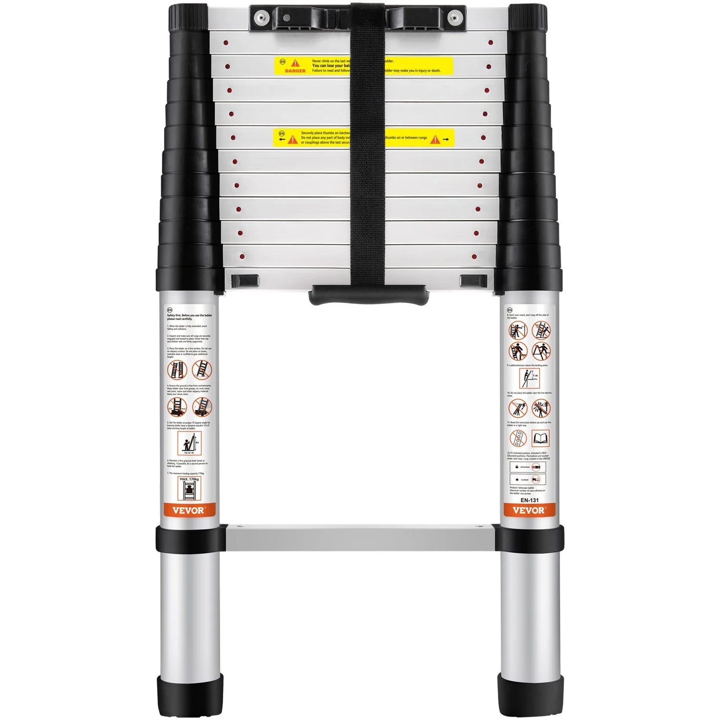 VEVOR Telescoping Ladder Aluminum Extension Step 12.5 Ft Multi-Purpose Portable