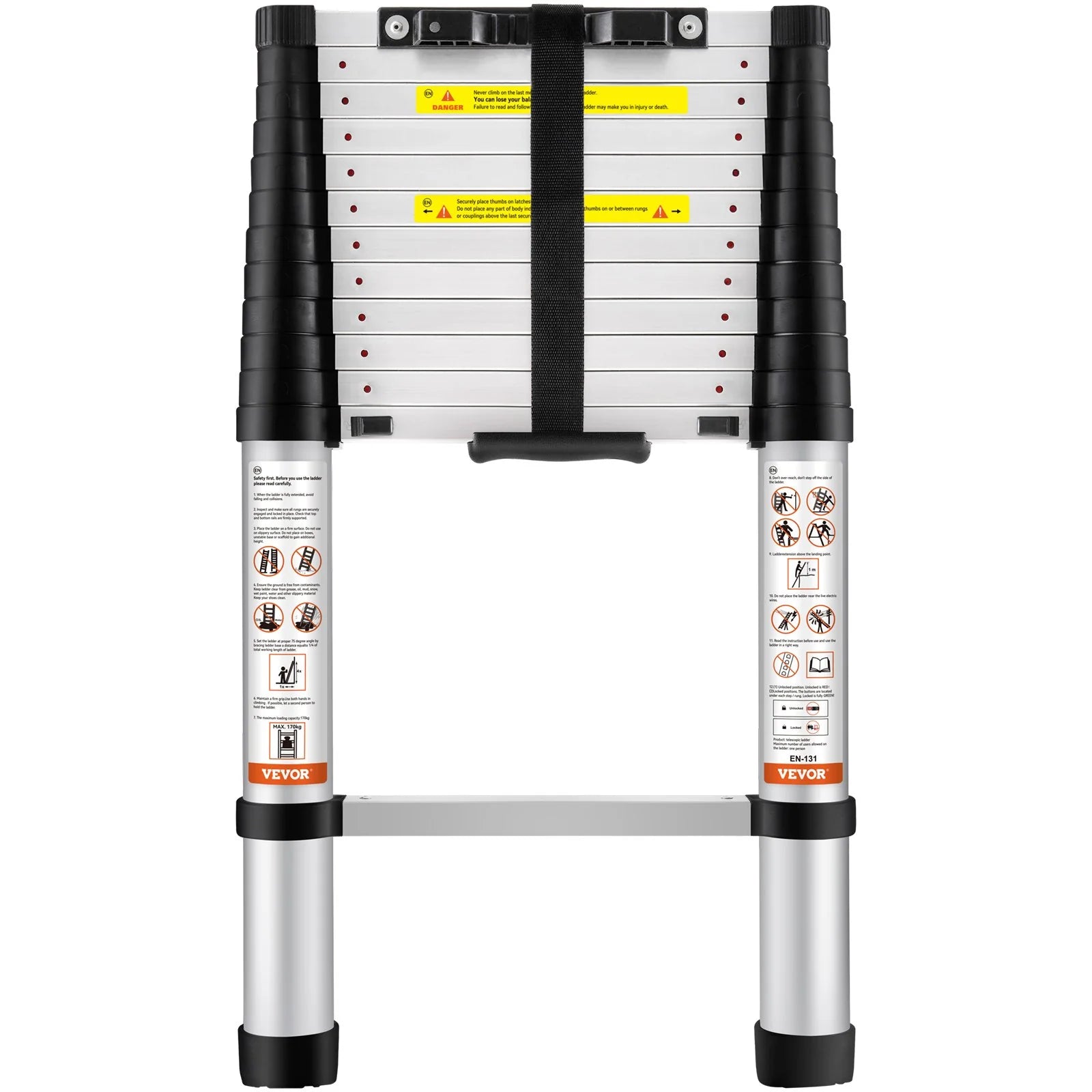VEVOR Telescoping Ladder Aluminum Extension Step 12.5 Ft Multi-Purpose Portable